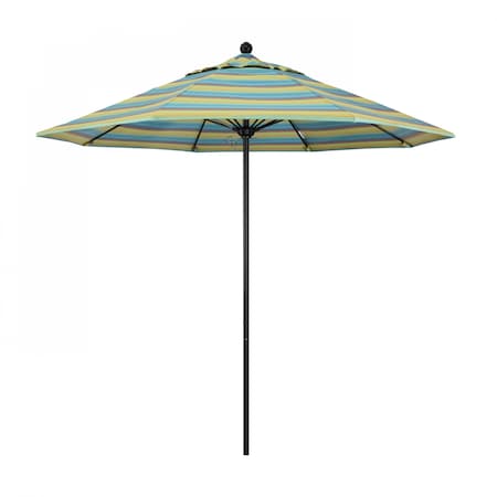 9' Black Aluminum Market Patio Umbrella, Sunbrella Astoria Lagoon